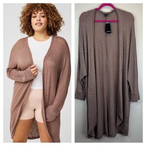 Torrid NWT 2X plus size Brown Open-Front Cardigan Duster Comfy Athleisure Casual